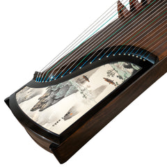Huali Guzheng 804QF “Majestic Peaks” – Hand-Painted Ebony Chinese Zither with Grade-1 Paulownia Soundboard