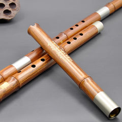 Professional Red Sandalwood Xiao Flute | Handcrafted Double-Jointed Bamboo Flute for Students & Performers