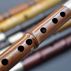 Professional Red Sandalwood Xiao Flute | Handcrafted Double-Jointed Bamboo Flute for Students & Performers