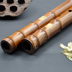 Professional Red Sandalwood Xiao Flute | Handcrafted Double-Jointed Bamboo Flute for Students & Performers