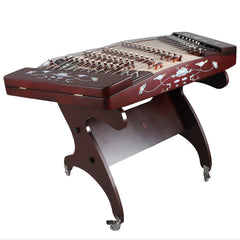 YueHai 621T-2-A Professional Yangqin – "Moonlit Lotus Pond" Design, Rosewood Finish, Model 402