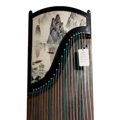 Huali Guzheng 804QF “Majestic Peaks” – Hand-Painted Ebony Chinese Zither with Grade-1 Paulownia Soundboard