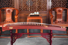 Dunhuang 694M "Fishing Boat Song at Dusk" Guzheng – 163cm Zither with Floral Inlay, Premium Ancient Rosewood