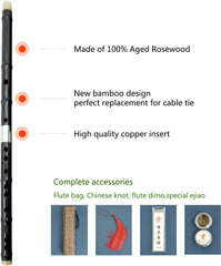Professional Flute Chinese C key Dizi for Beginners with Free Membrane & Glue Set Traditional Chinese Aged Rosewood Instrument
