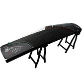 Professional Black Rosewood Guzheng (163cm) - Handcrafted with Yellow Sandalwood Inlay Carvings, Suitable for All Skill Levels