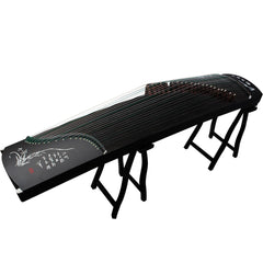 Professional Black Rosewood Guzheng (163cm) - Handcrafted with Yellow Sandalwood Inlay Carvings, Suitable for All Skill Levels