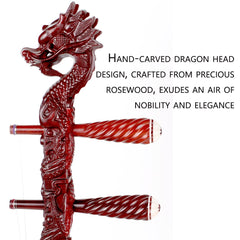NS Musical Professional Purple Sandalwood(ZITAN) Erhu,Two Stringed Chinese Violin Fiddle Instrument NICOSHINE Erhu with Engraved Dragon Head