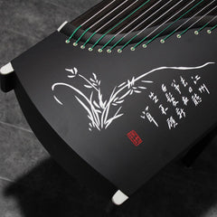 Professional Black Rosewood Guzheng (163cm) - Handcrafted with Yellow Sandalwood Inlay Carvings, Suitable for All Skill Levels