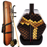 Professional Black Sandalwood Erhu - 2-String Chinese Violin Fiddle with Bow, 10-Grid Drum Skin, Learning DVD, Rosin, Cleaning Cloth, Bridge