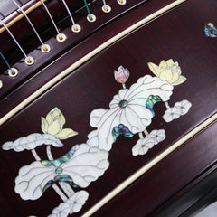 Professional Rosewood (ZITAN) Guzheng (163cm) - Handcrafted with Deep-Sea Shell Inlay, Suitable for All Skill Levels, Includes Professional Tuner