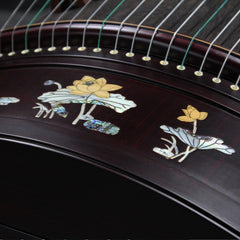 Professional Rosewood(ZITAN) Guzheng (163cm) - Handcrafted with Deep-Sea Shell Inlay, Suitable for All Skill Levels, Includes