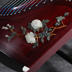 Professional Rosewood Guzheng (163cm) - Handcrafted with Intricate Thousand-Character Carvings, Suitable for All Skill Levels, Includes