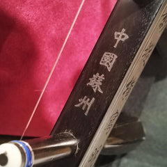 Professional Black Sandalwood Erhu - 2-String Chinese Violin Fiddle with Bow, 10-Grid Drum Skin, Learning DVD, Rosin, Cleaning Cloth, Bridge