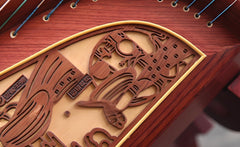 Dunhuang 694M "Fishing Boat Song at Dusk" Guzheng – 163cm Zither with Floral Inlay, Premium Ancient Rosewood