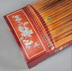 Dunhuang Guzheng 694L "Colorful Auspiciousness (Peony)" – 163cm Zither with Inlaid Shell Craft, Transparent and Bright Tone