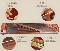 Dunhuang Guzheng 694K "Bamboo Window Night Talk (Peacock)" – 163cm Zither with Carved Craft, Rich and Expressive Tone