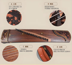 Dunhuang Guzheng 692F "Jade Shadow Eternal" – Premium Zither with Carved Floral Design and Bright, Transparent Sound