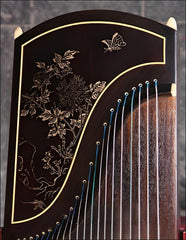 Dunhuang Guzheng 695T "Pure Essence of Innocence" (Peony) – Bone Carving, High-Quality Zither with Bright Highs, Rich Mids, and Powerful Lows