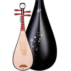 Xinghai 8912-3 Professional Pipa – African Padauk Wood Chinese Lute with Dark Fragrance Plum Blossom Design