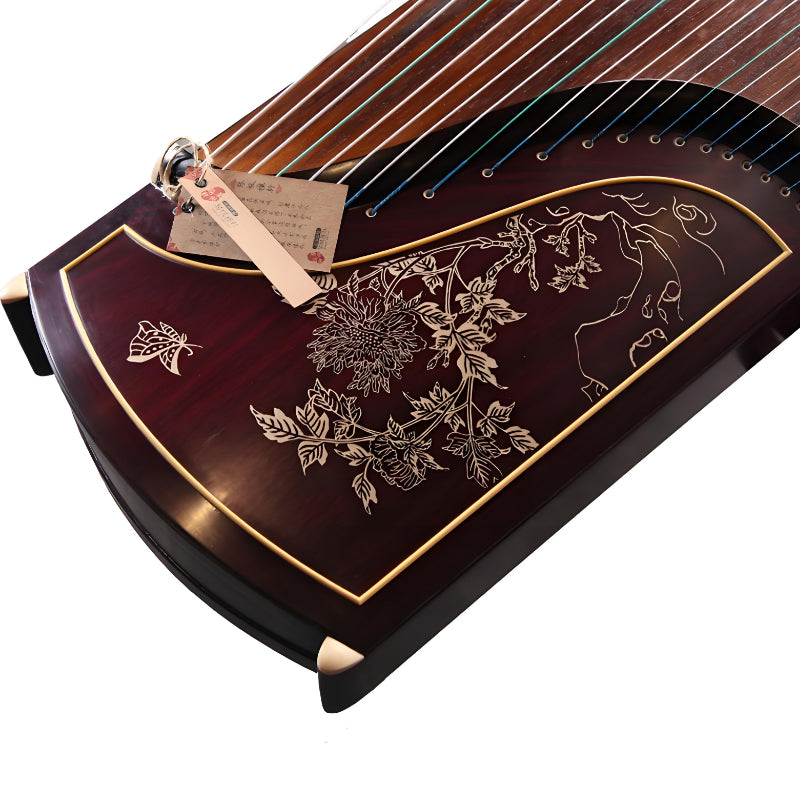 Dunhuang Guzheng 698T "Tian Zhen Yuan Yun (Zitan Peony)" – Premium Bone Inlay Craft, Crisp High Tones, Full Midrange, Exclusive Design
