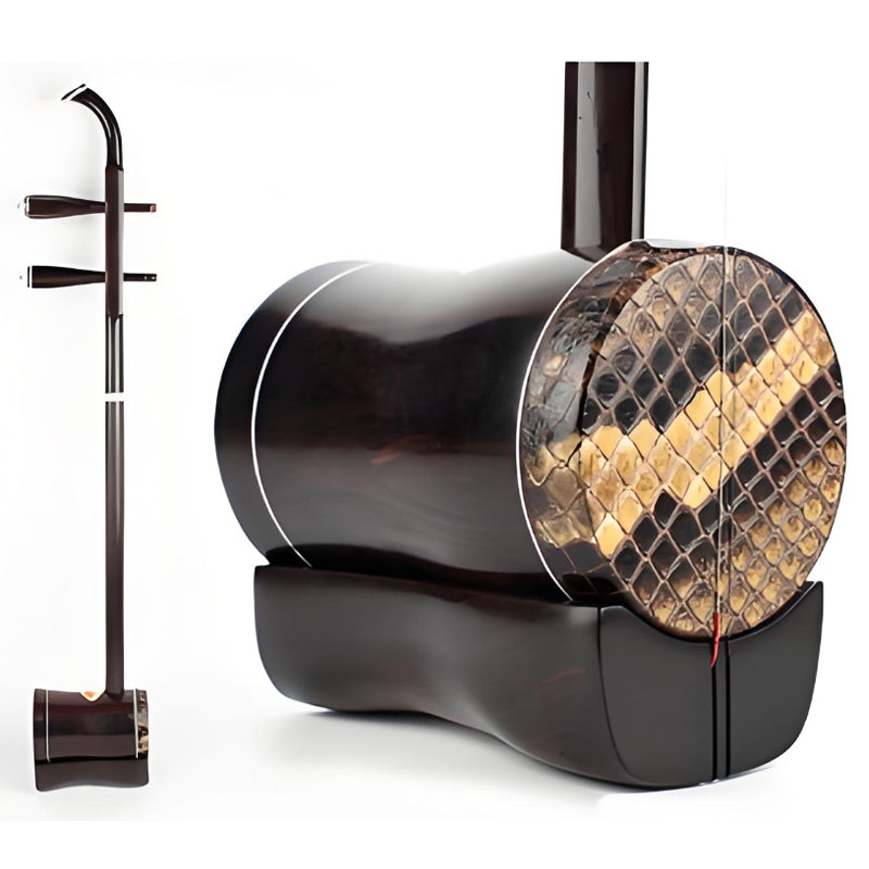 HuQiu Ebony Professional Gaohu 5412 – Premium Chinese High-Pitched Fiddle with Burmese Python Skin & German Strings