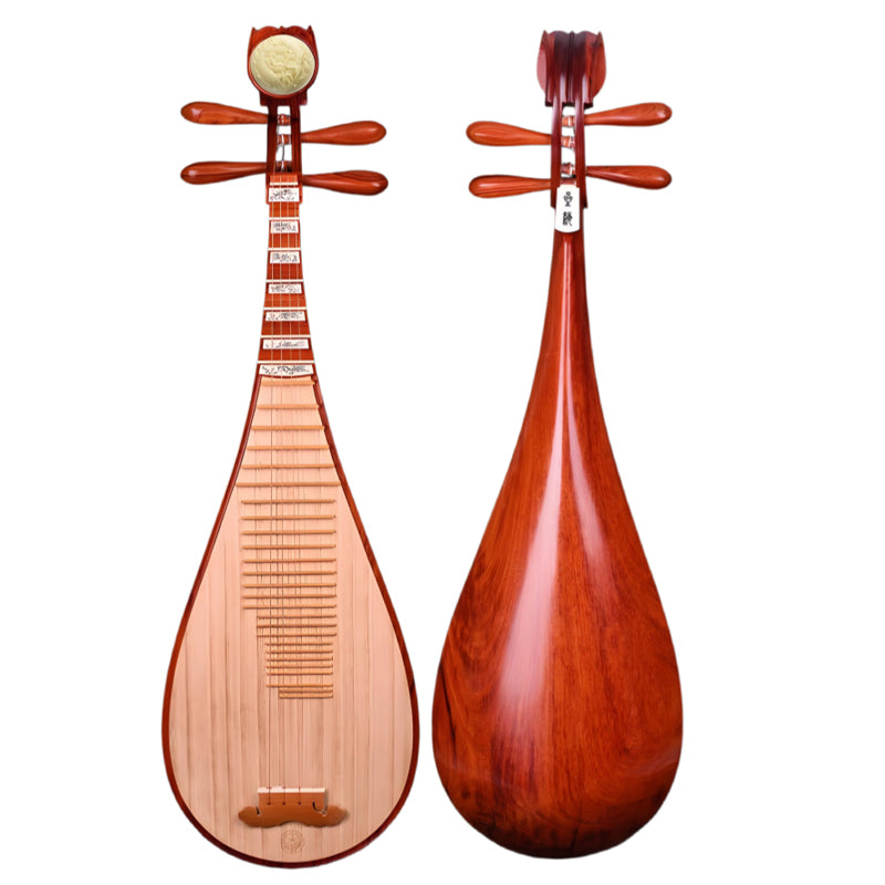 Xinghai 8914X-A Professional Pipa – Premium Hardwood Chinese Lute with Bone Carved Double Fish Ruyi Decoration