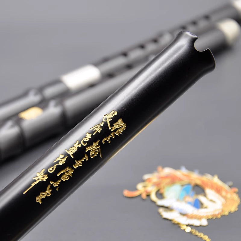 Professional Black Rosewood Xiao Flute | Double-Jointed with Polished Finish – Suitable for Beginners & Musicians