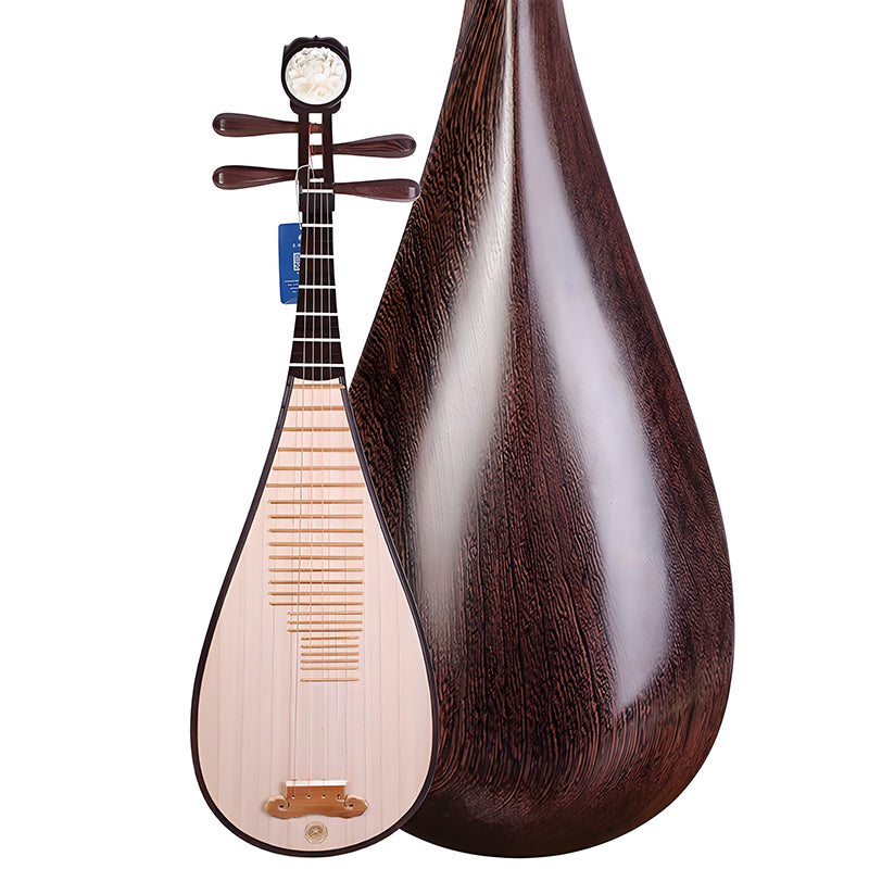 Xinghai 8915-A Professional Pipa – Wenge Wood Chinese Lute with Hand-Polished Finish & Peony Design