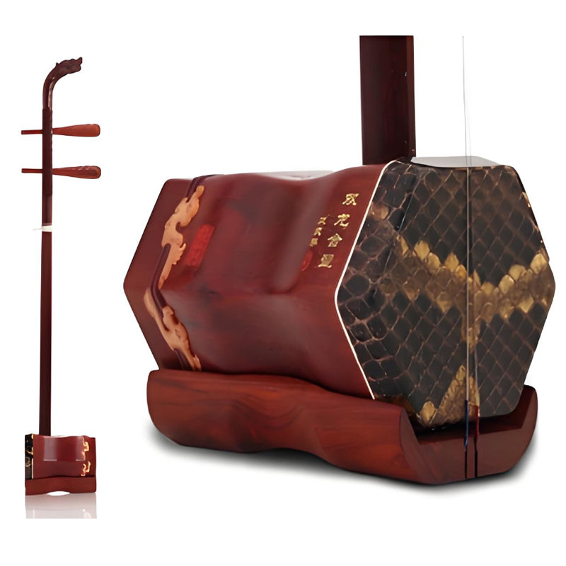 HuQiu "Twin Dragons in Harmony" Indian Small-Leaf Rosewood Erhu 5168-H – Professional Performance Erhu