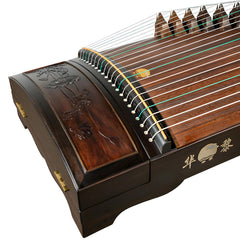 Huali Guzheng 806MH “Step-by-Step Lotus Bloom” – Hand-Carved Ebony Chinese Zither with Grade-1 Paulownia Soundboard