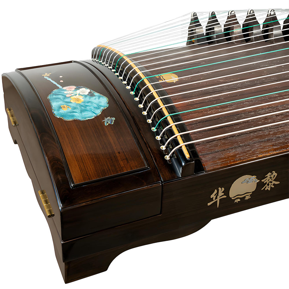 Huali Guzheng 803BD “Chasing Butterflies” — Ebony Frame, Mother-of-Pearl Inlay, Professional Grade