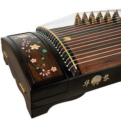 Huali Guzheng 803CF “Splendid Blossoms” — Ebony Frame, Silver Filigree & Mother-of-Pearl Inlay, Professional Grade