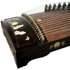 Huali Guzheng 803BH “Moonlight Over the Lotus Pond” — Ebony Frame, Mother-of-Pearl Inlay, Professional Grade