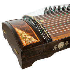 Huali Guzheng 805ML “Great Waves Wash the Sand” – Premium Ebony Frame Chinese Zither with Grade-1 Paulownia Soundboard