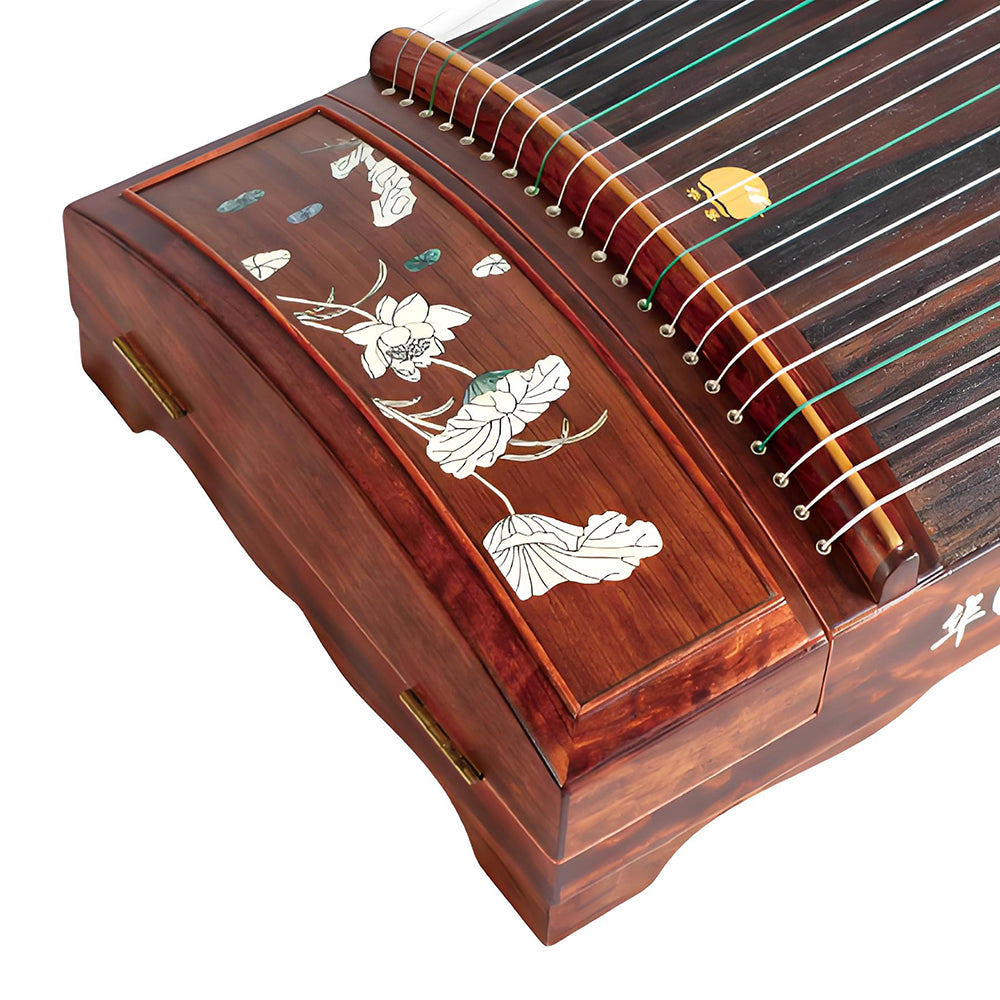 Huali Guzheng 703BH “Moonlight Over the Lotus Pond” — Rosewood Frame, Mother-of-Pearl Inlay, Professional Grade