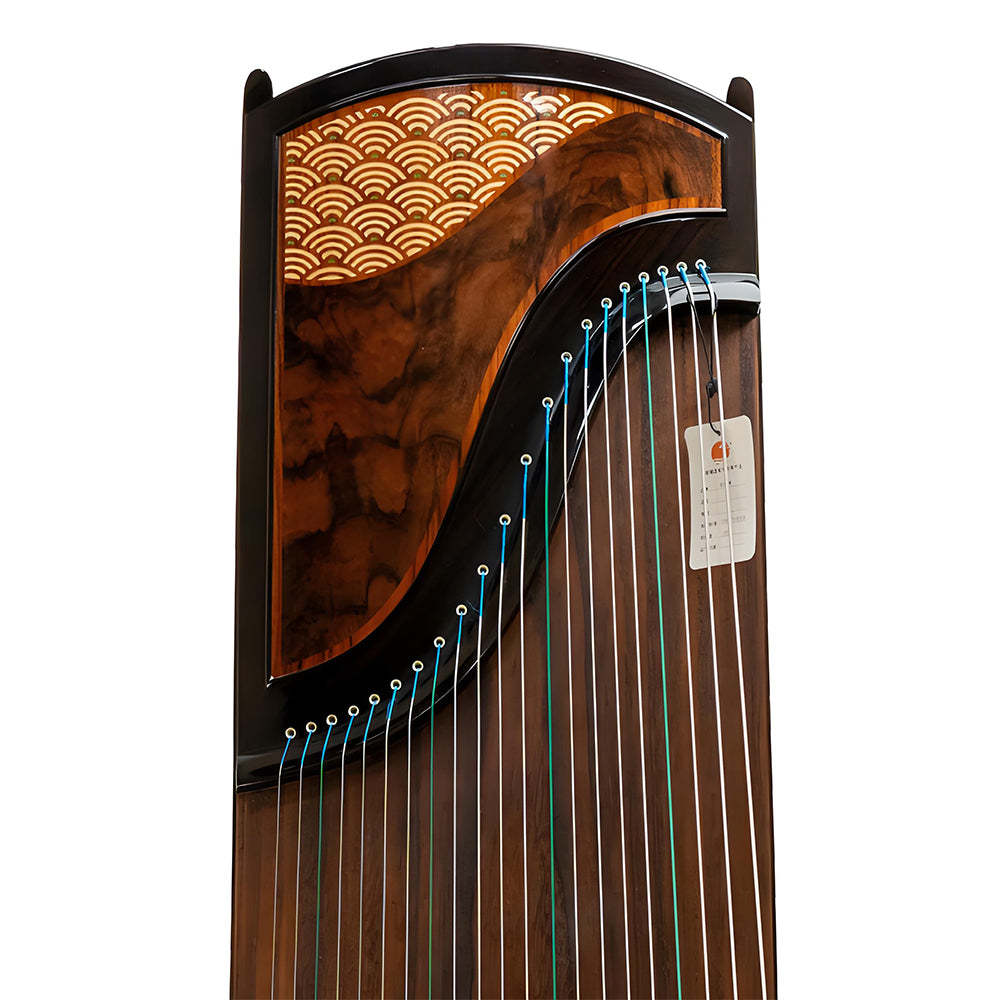 Huali Guzheng 805ML “Great Waves Wash the Sand” – Premium Ebony Frame Chinese Zither with Grade-1 Paulownia Soundboard