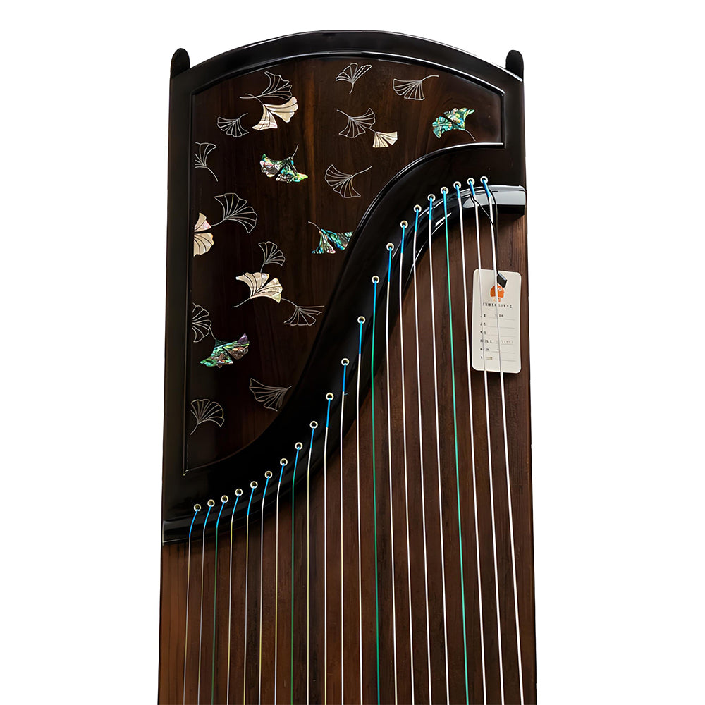 Huali Guzheng 803CX “Falling Ginkgo Branches” — Ebony Frame, Silver Filigree & Mother-of-Pearl Inlay, Professional Grade