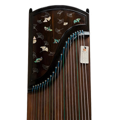 Huali Guzheng 803CX “Falling Ginkgo Branches” — Ebony Frame, Silver Filigree & Mother-of-Pearl Inlay, Professional Grade
