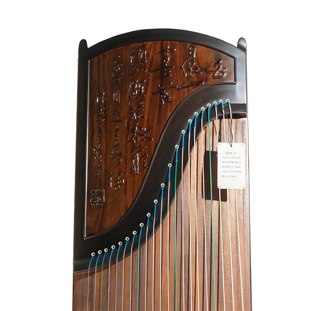 Huali Guzheng 806MS “Poetic Grace” – Hand-Carved Ebony Chinese Zither with Grade-1 Paulownia Soundboard