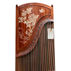 Huali Guzheng 705GD “Whisper of Butterflies” – Rosewood Frame, Bone Powder Inlay, Grade A Paulownia Soundboard