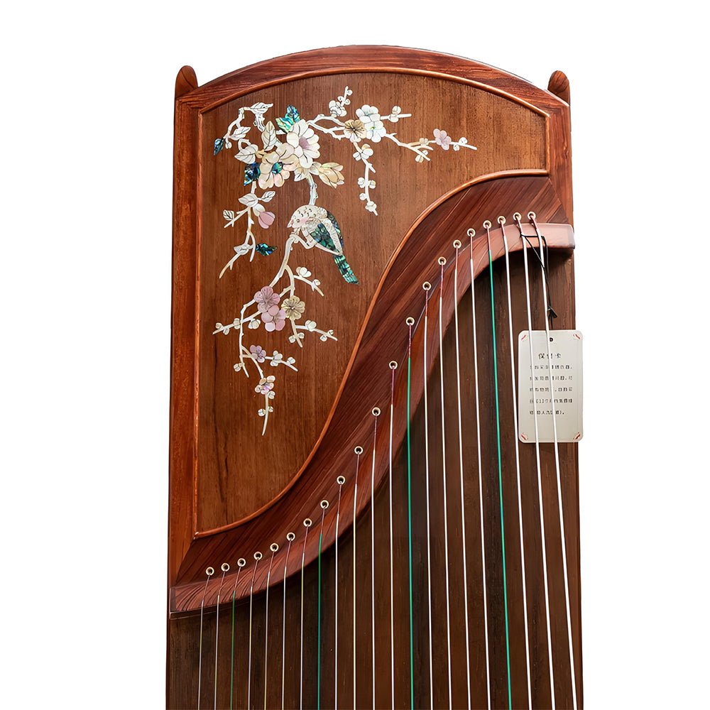 Huali Guzheng 703BN “Birdsong and Blossoms” — Rosewood Frame, Mother-of-Pearl Inlay, Professional Grade