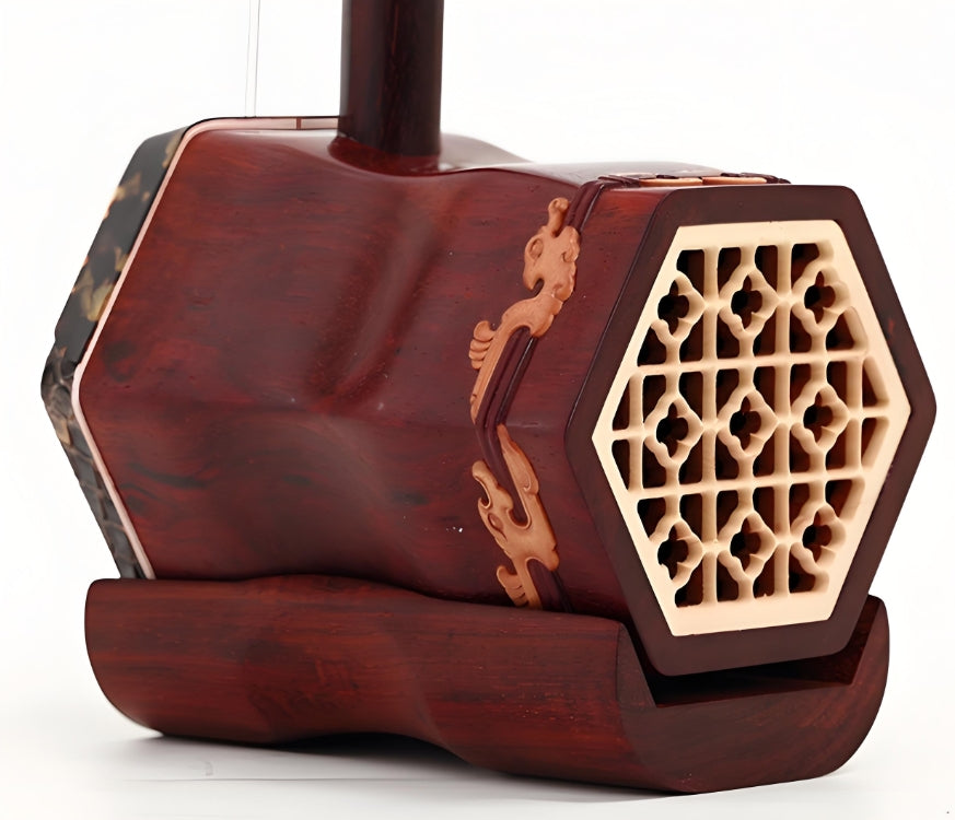 HuQiu "Twin Dragons in Harmony" Indian Small-Leaf Rosewood Erhu 5168-H – Professional Performance Erhu