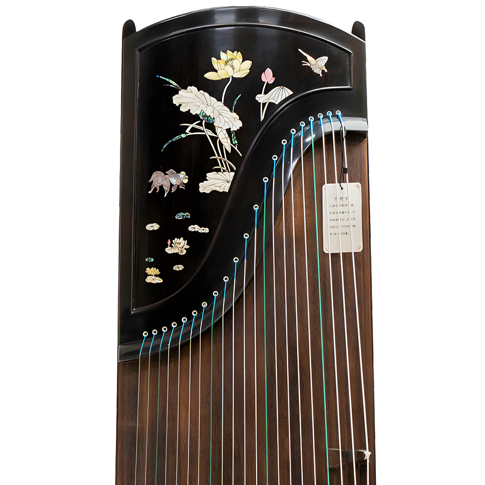 Huali Guzheng 803BH “Moonlight Over the Lotus Pond” — Ebony Frame, Mother-of-Pearl Inlay, Professional Grade