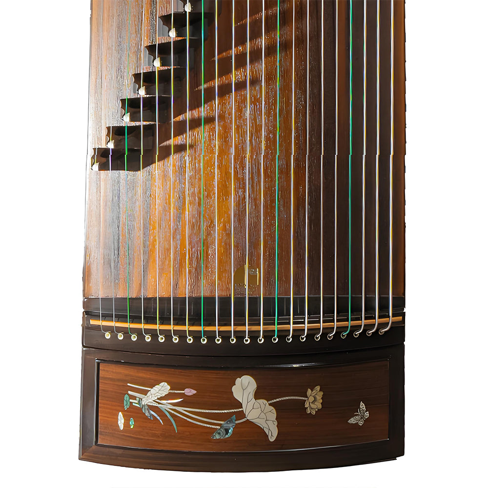 Huali Guzheng 801GH “Pure Elegance” – Bone-Carved & Mother-of-Pearl Ebony Chinese Zither with Grade-1 Paulownia Soundboard