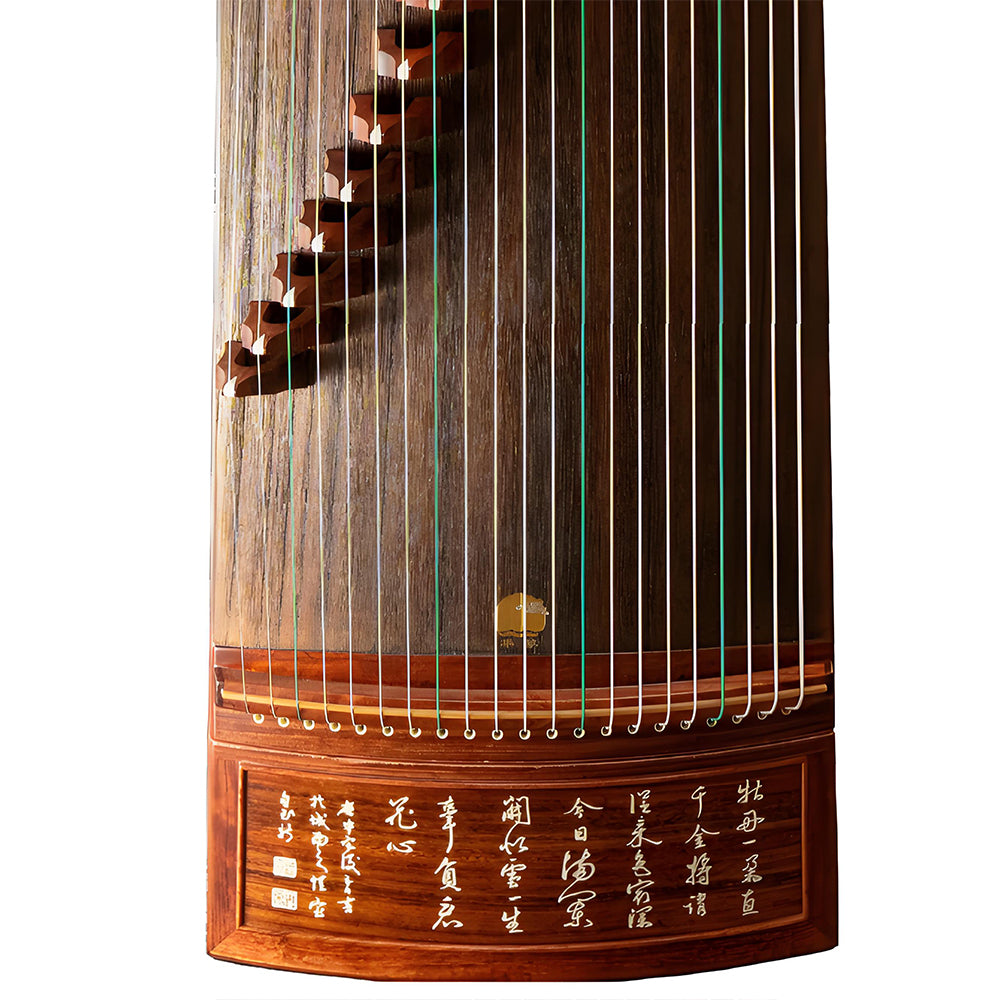 Huali Guzheng 705GD “Whisper of Butterflies” – Rosewood Frame, Bone Powder Inlay, Grade A Paulownia Soundboard