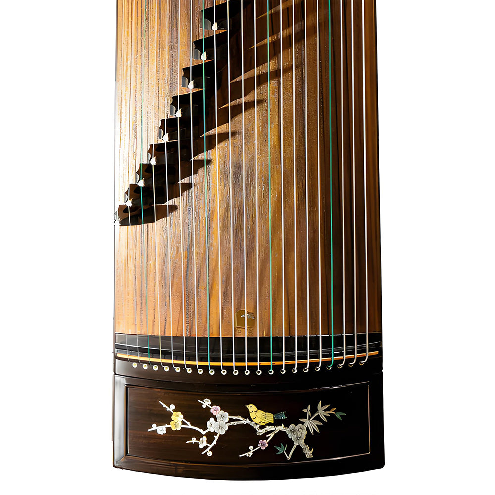 Huali Guzheng 803BN “Birdsong and Blossoms” — Ebony Frame, Mother-of-Pearl Inlay, Professional Grade