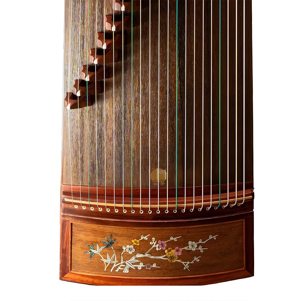 Huali Guzheng 703BN “Birdsong and Blossoms” — Rosewood Frame, Mother-of-Pearl Inlay, Professional Grade