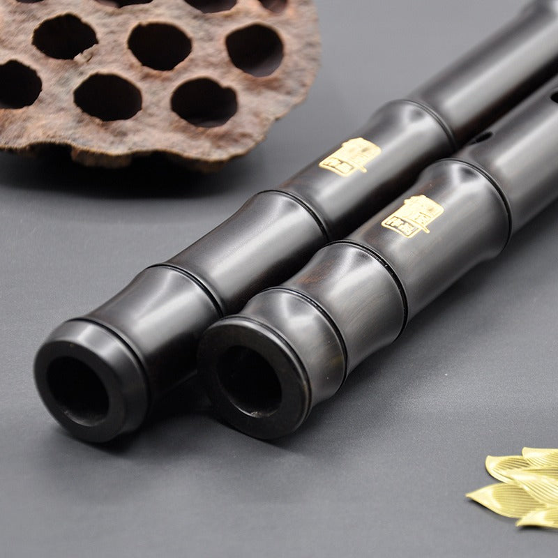 Professional Black Rosewood Xiao Flute | Double-Jointed with Polished Finish – Suitable for Beginners & Musicians