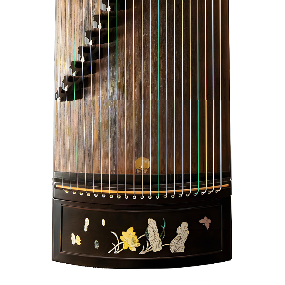 Huali Guzheng 803BH “Moonlight Over the Lotus Pond” — Ebony Frame, Mother-of-Pearl Inlay, Professional Grade