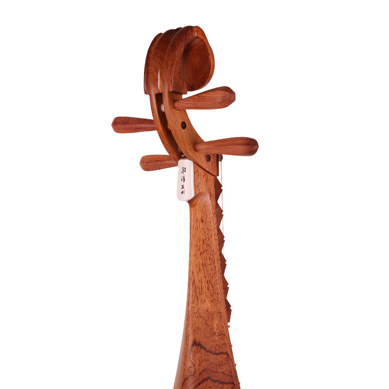 YueHai 914JZ-21 Concert Pipa – Dalbergia Ostosperma Wood, Natural Polish, Yun Cloud Head, Wooden Pegs